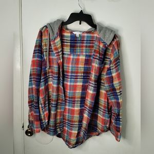 Plaid, Flannel, hoodie, long sleeved, shirt by Time & Tru Size Medium 8-10